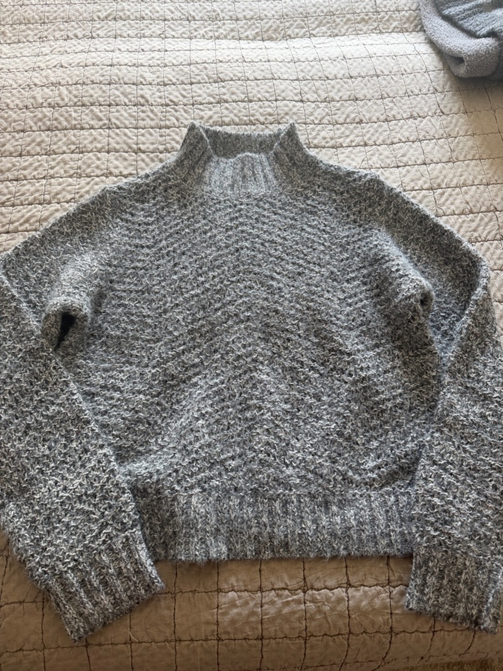Old Navy Gray Mock Neck Textured Sweater
